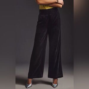 Anthropologie Charcoal Wide Leg Velvet Trousers